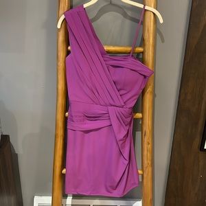 Max and Cleo one shoulder purple cocktail dress